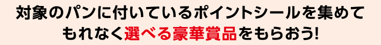 対象のパンに付いているポイントシールを集めてもれなく選べる豪華賞品をもらおう！